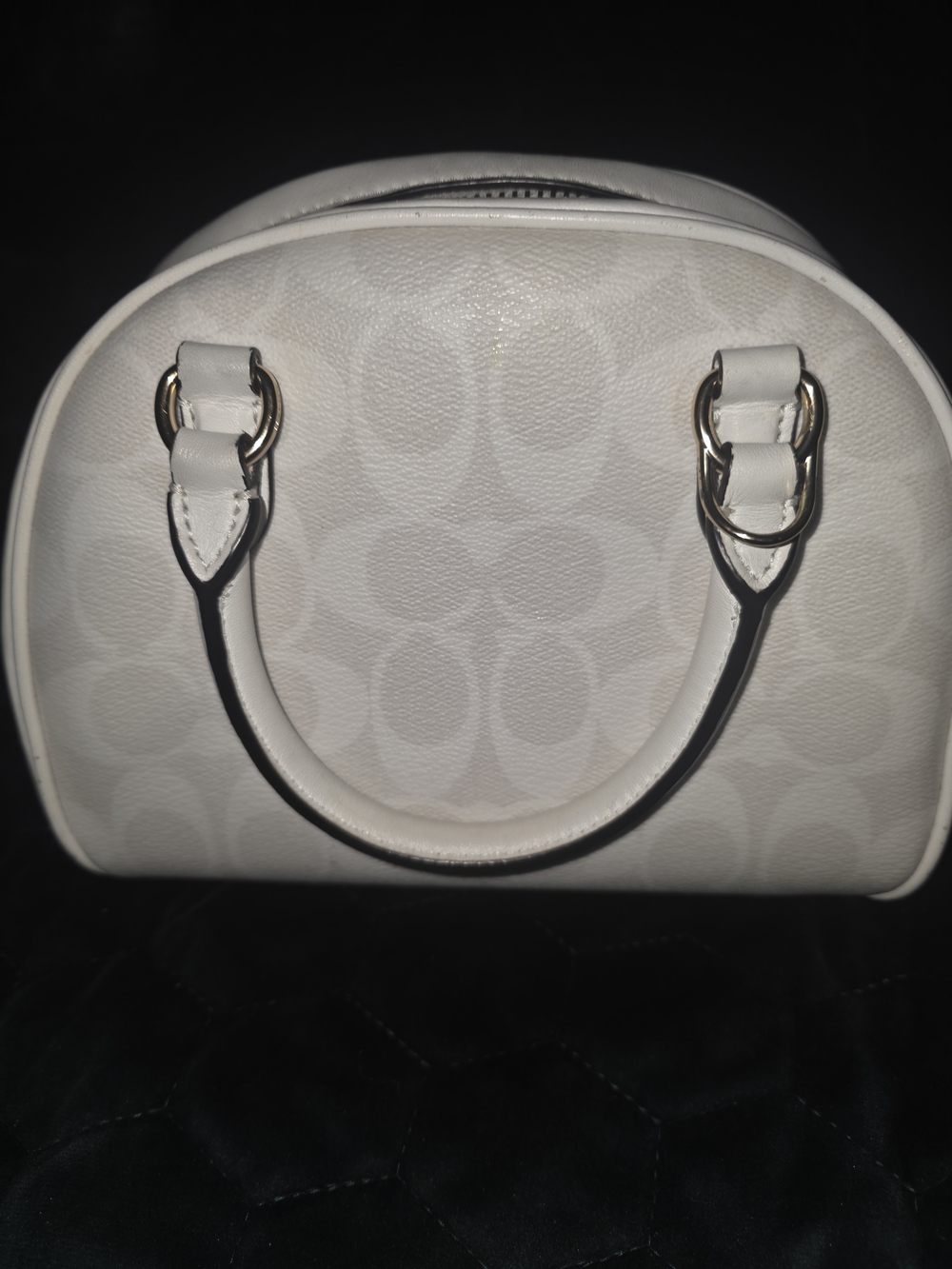 Coach Sydney Satchel Glaxier White Signature Dome Satchel Bag Purse - Picture 3 of 12